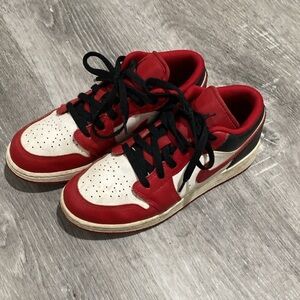 Low Top Jordan Sneakers - Red and White
